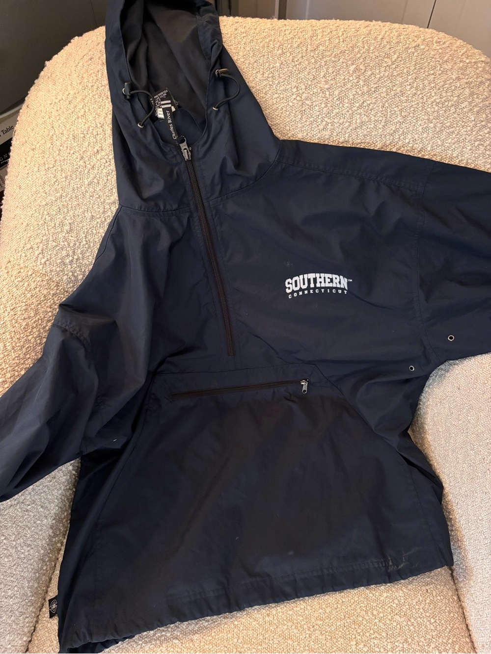 Southern Connecticut State University Navy Hooded Pullover Windbreaker | Size M